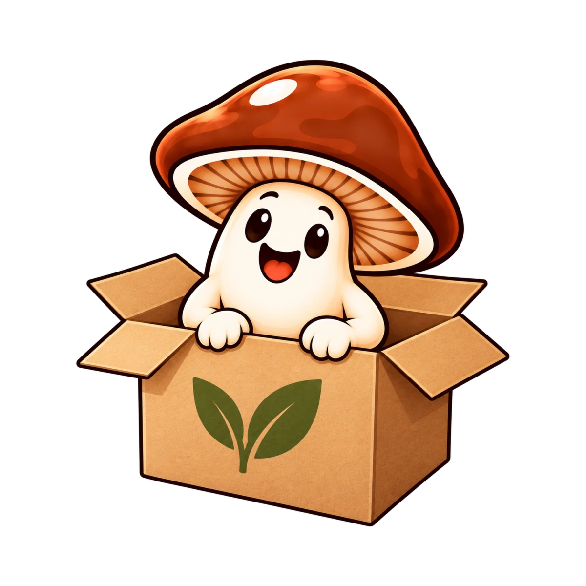 Mascote Coggu Box dentro de uma caixa